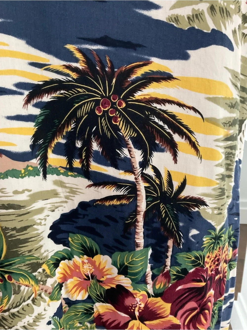Vintage Hilo Hattie Hawaiian Dress MIDI Tank Scenic Outrigger Floral Blue M - Picture 3 of 6